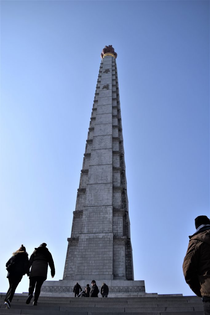 full scale view of the Juche Tower, Pyongyang, DPRK