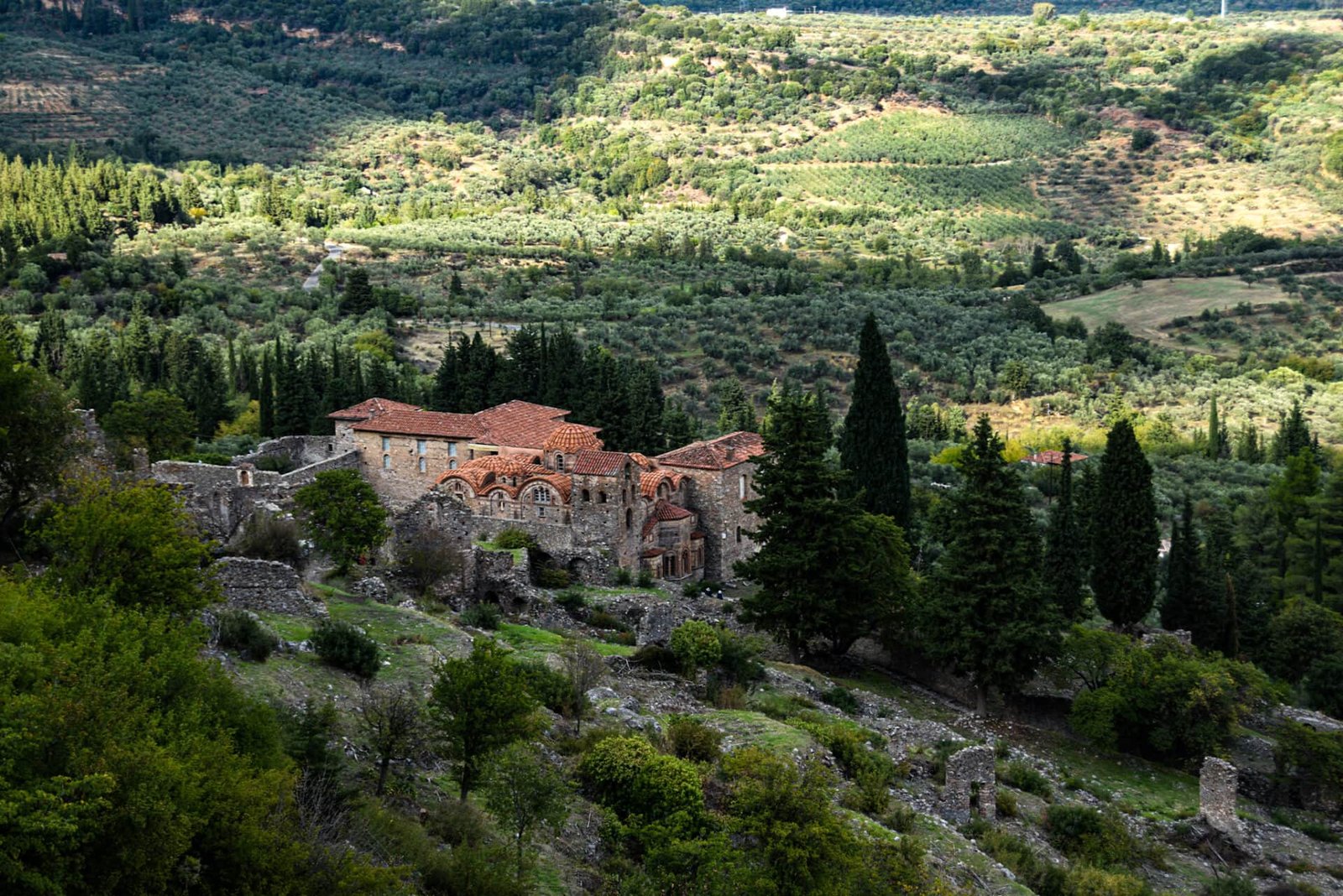 Byzantine monastery overlooking a fertile plain