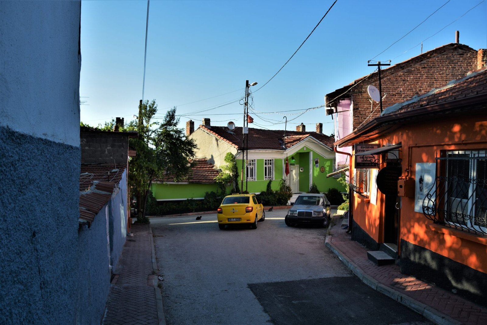 brightly coloured buildings in an old Ottoman neighbourhood in Eskisehir