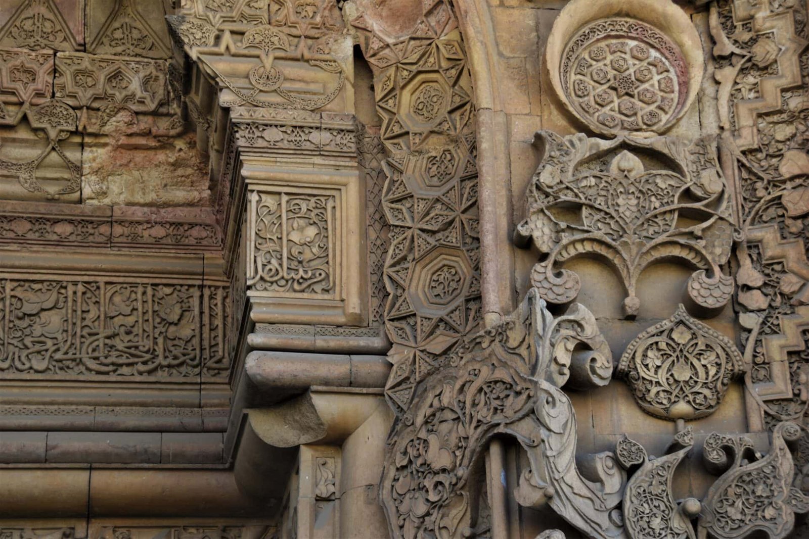 incredible floral stone ornaments adorning the main gate of the Great Mosque of marvellous stone ornaments above a side entrance to the Great Mosque of Divriği