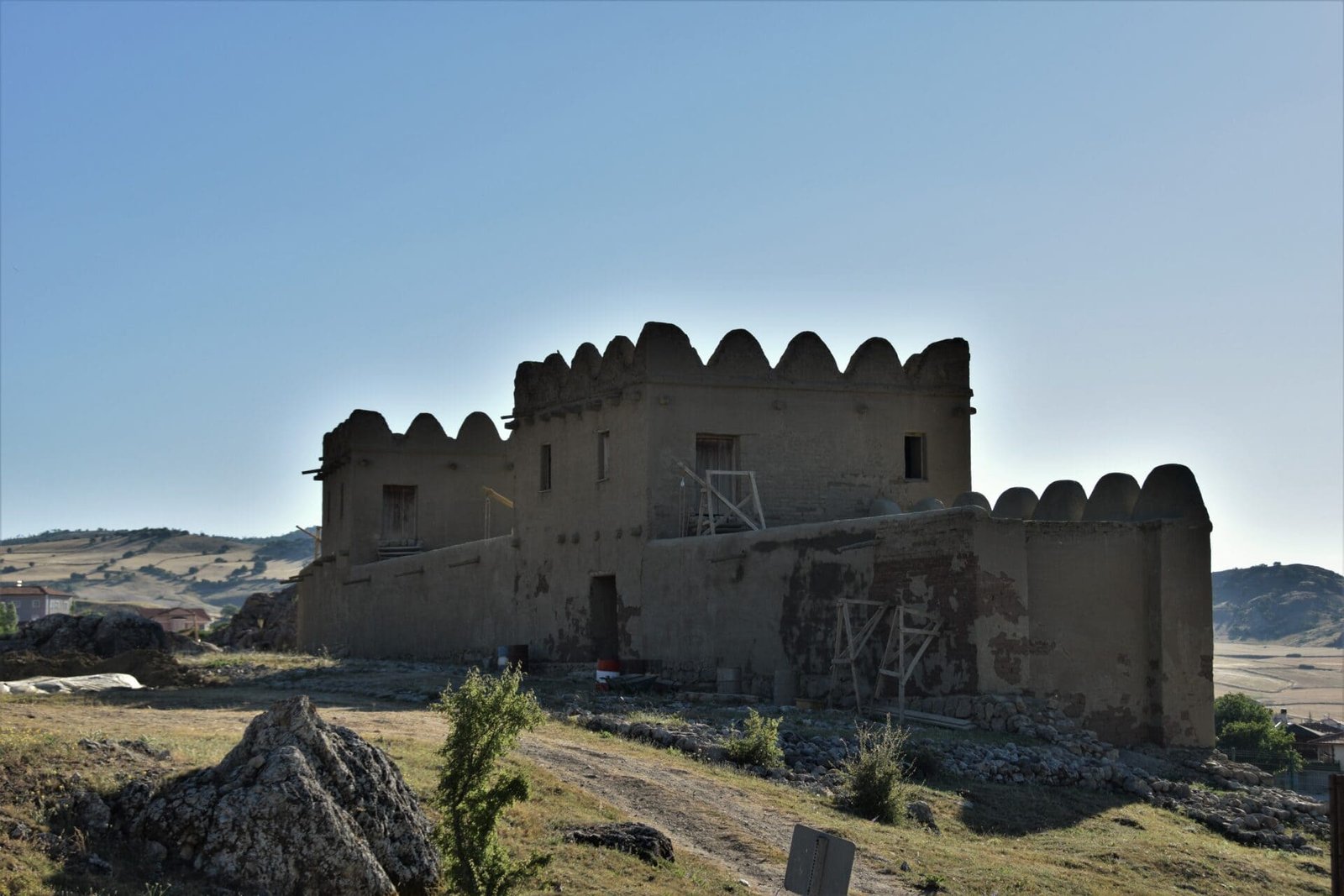a reconstructed part of the old mudbrick city wall of Hattusha