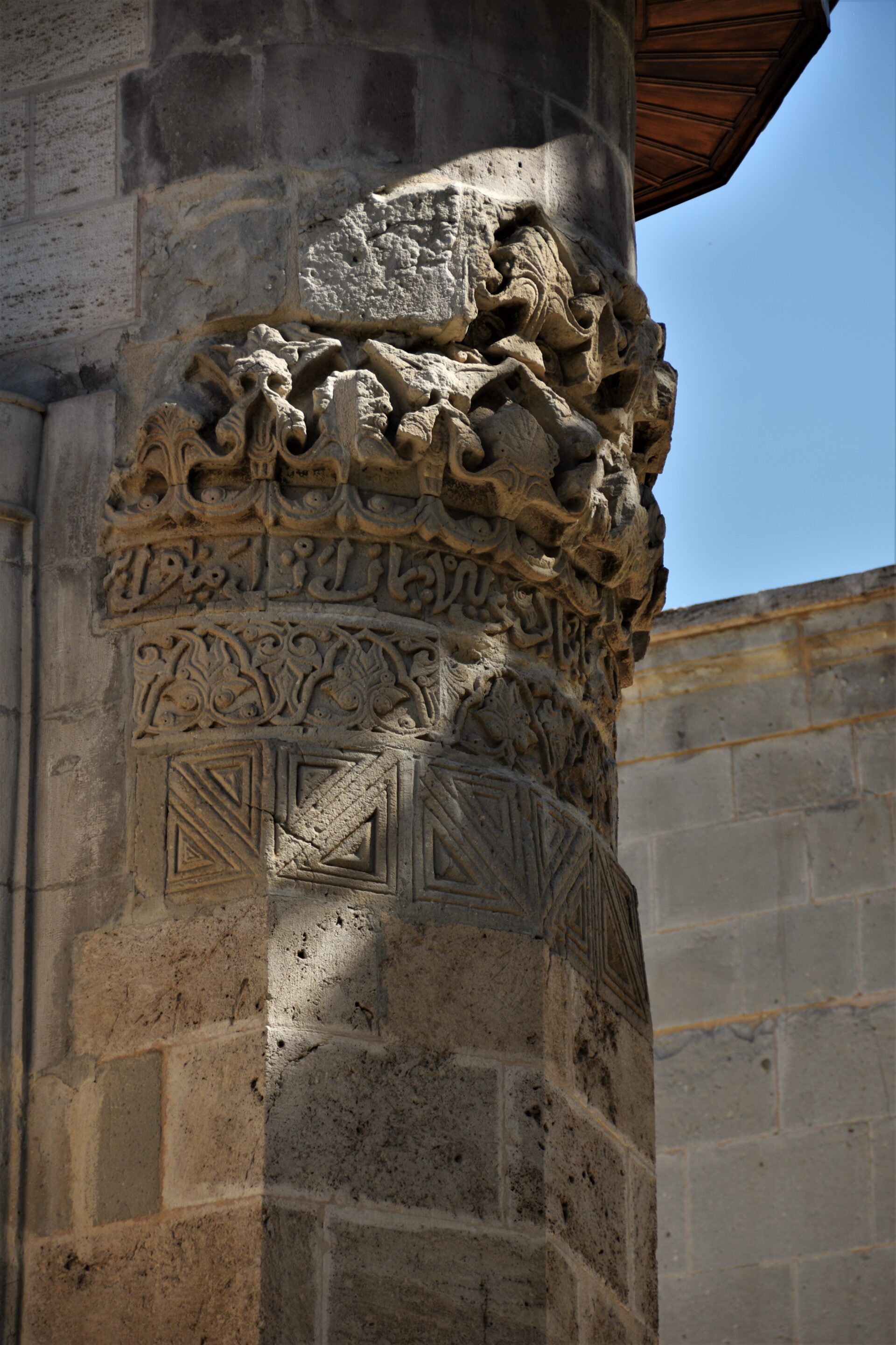 richly ornamented corner column of a Seljuk tomb