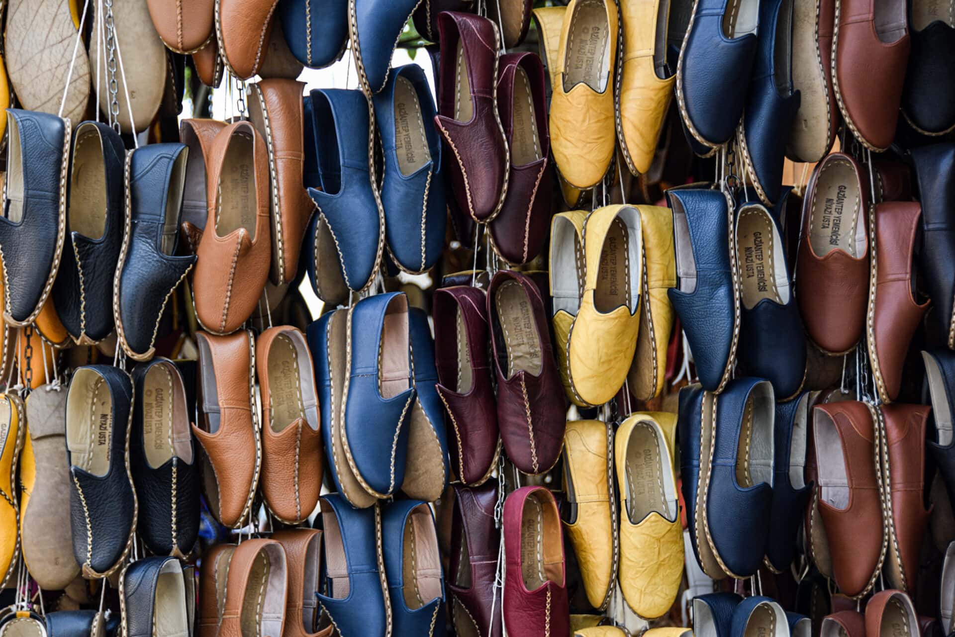 colourful "Yemeni" sandals at a shop in Gazianteps bazaar