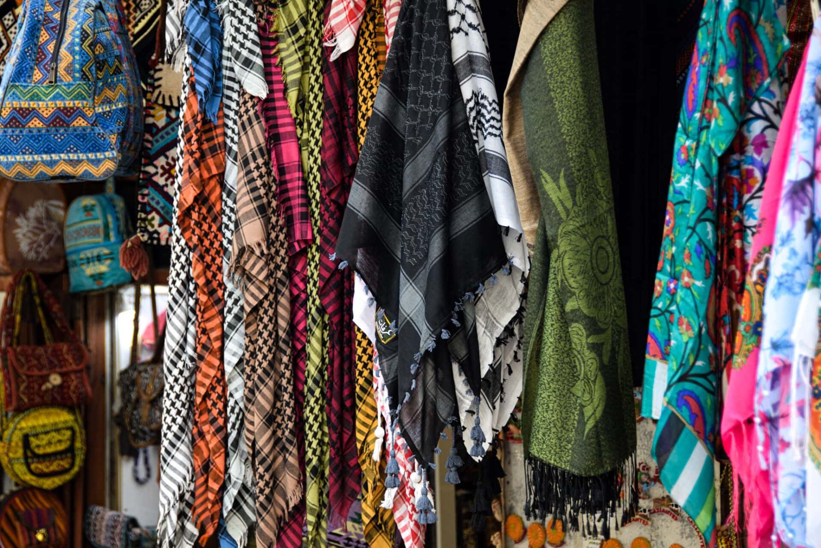 colourful Syrian cloths in Gaziantep bazaar